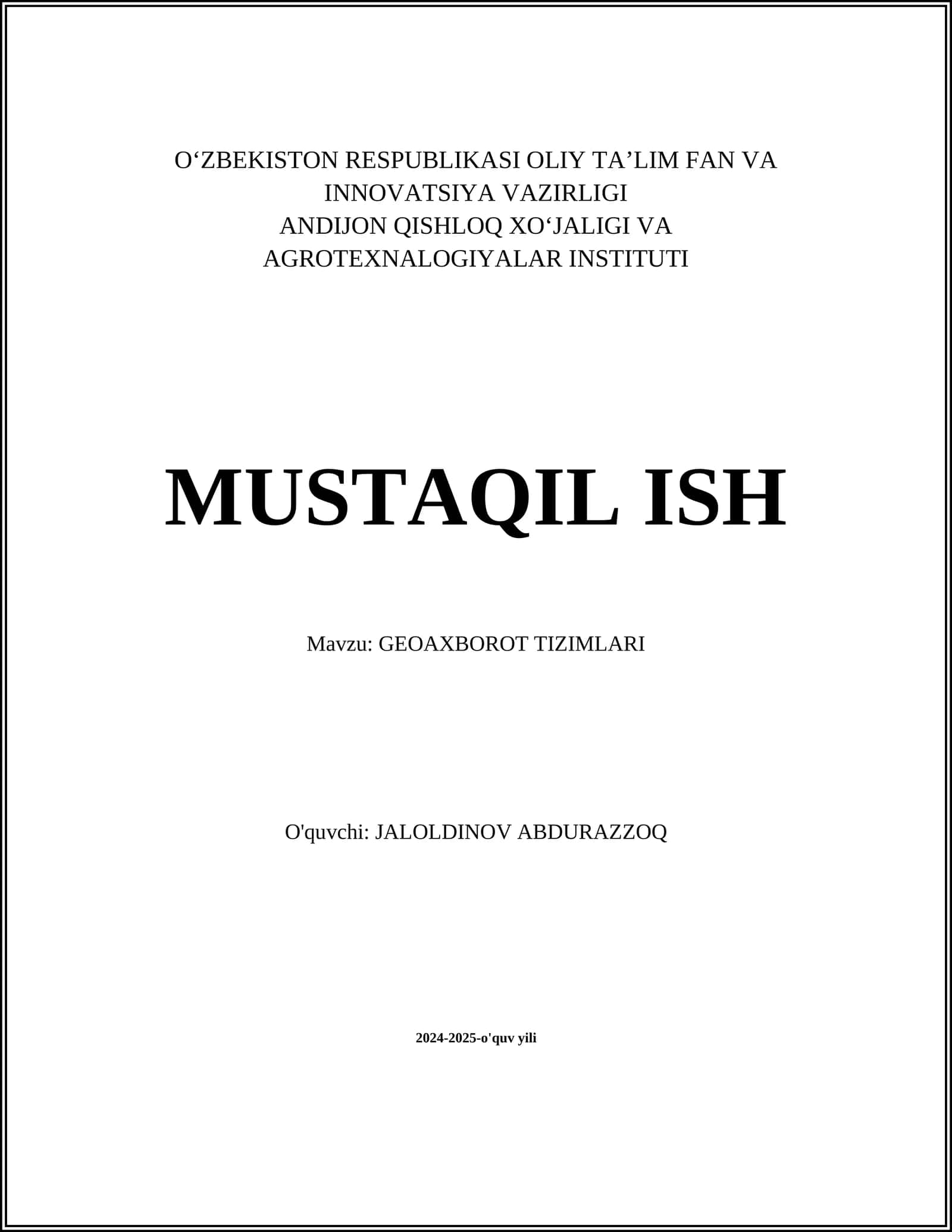 GEOAXBOROT TIZIMLARI 1
