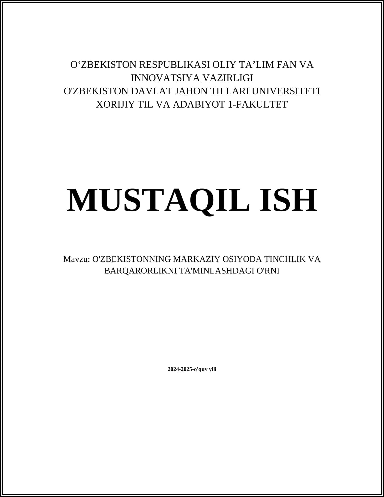 O'zbekistonning Markaziy Osiyoda diplomatik rol'i 1