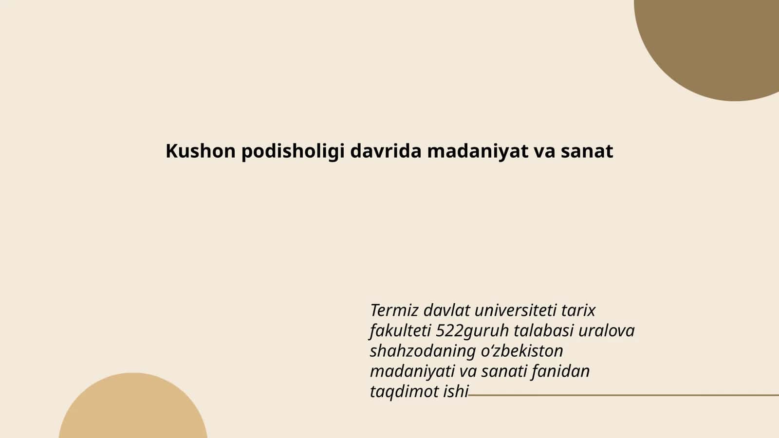 Kushon podisholigi davrida madaniyat va sanat 1