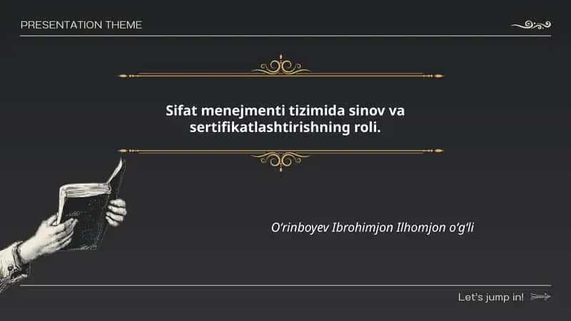 Sifat menejmenti tizimida sinov va sertifikatlashtirishning roli. 1