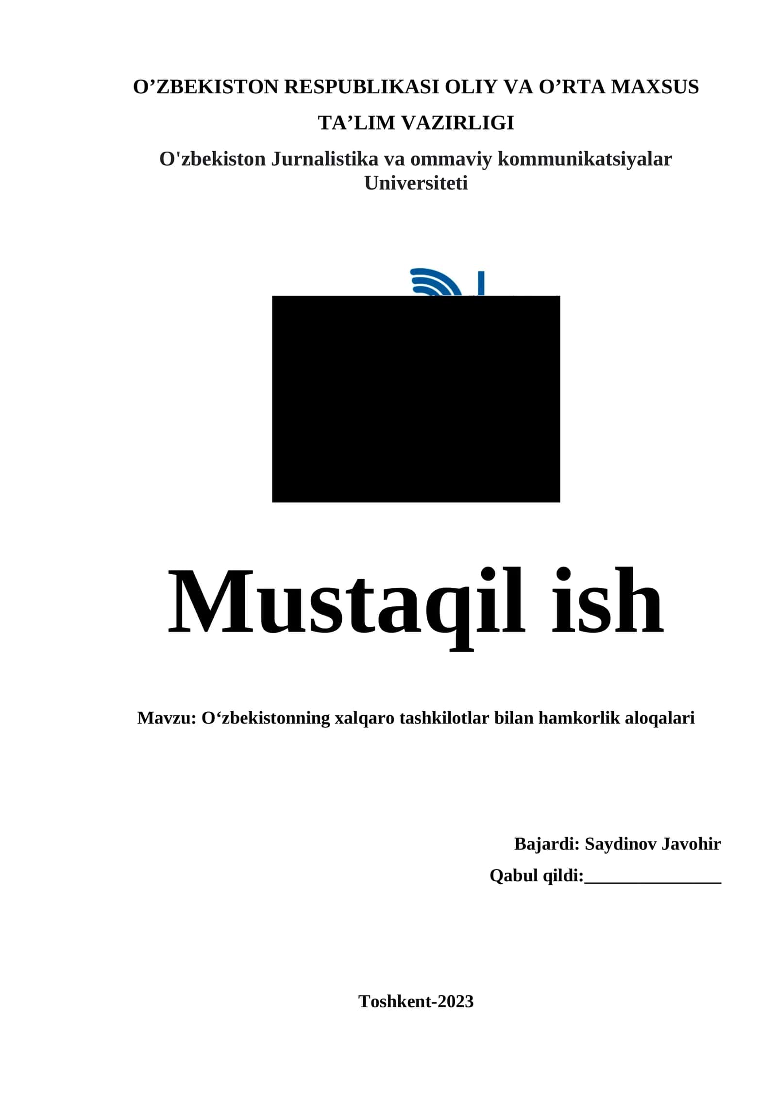 O‘zbekistonning xalqaro tashkilotlar bilan hamkorlik aloqalari 1