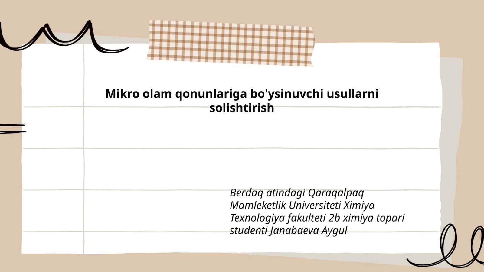 Mikro olam qonunlariga bo'ysinuvchi usullarni solishtirish 1