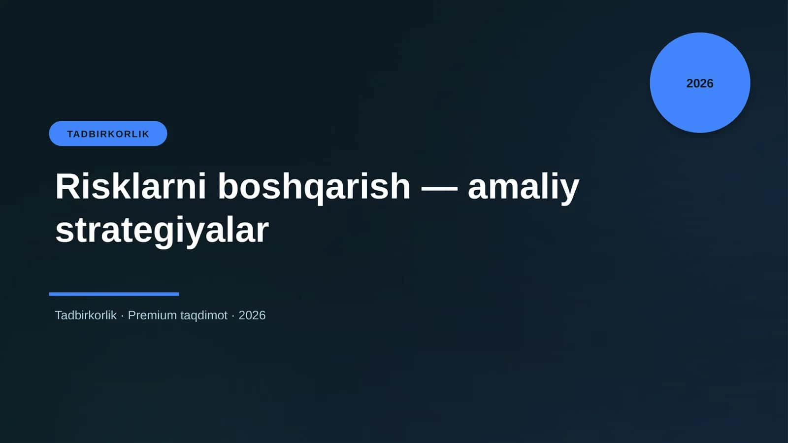 Risklarni boshqarish — amaliy strategiyalar 1