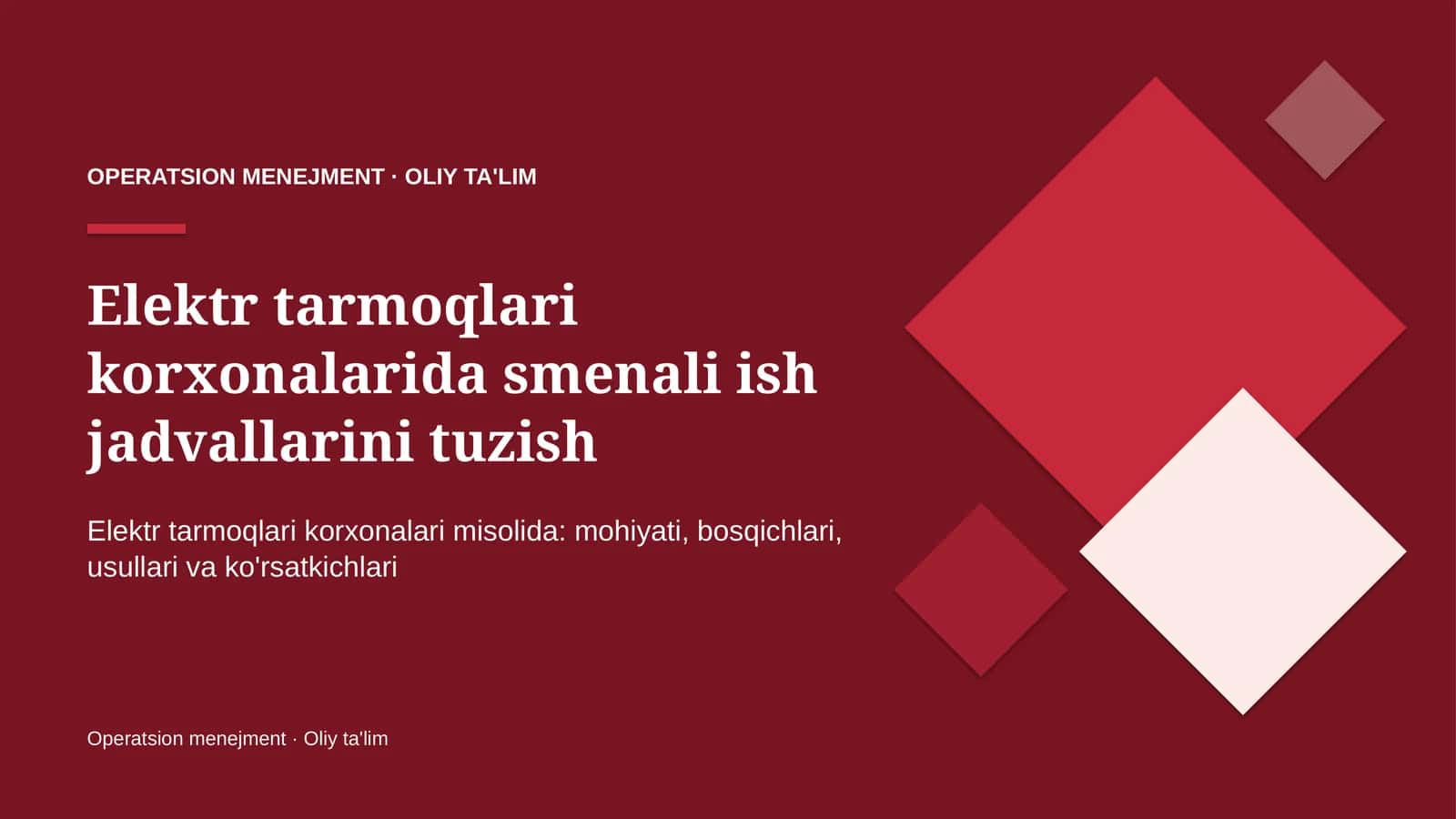 elektr tarmoqlari korxonalarida smenali ish jadvallarini tuzish 8923 1