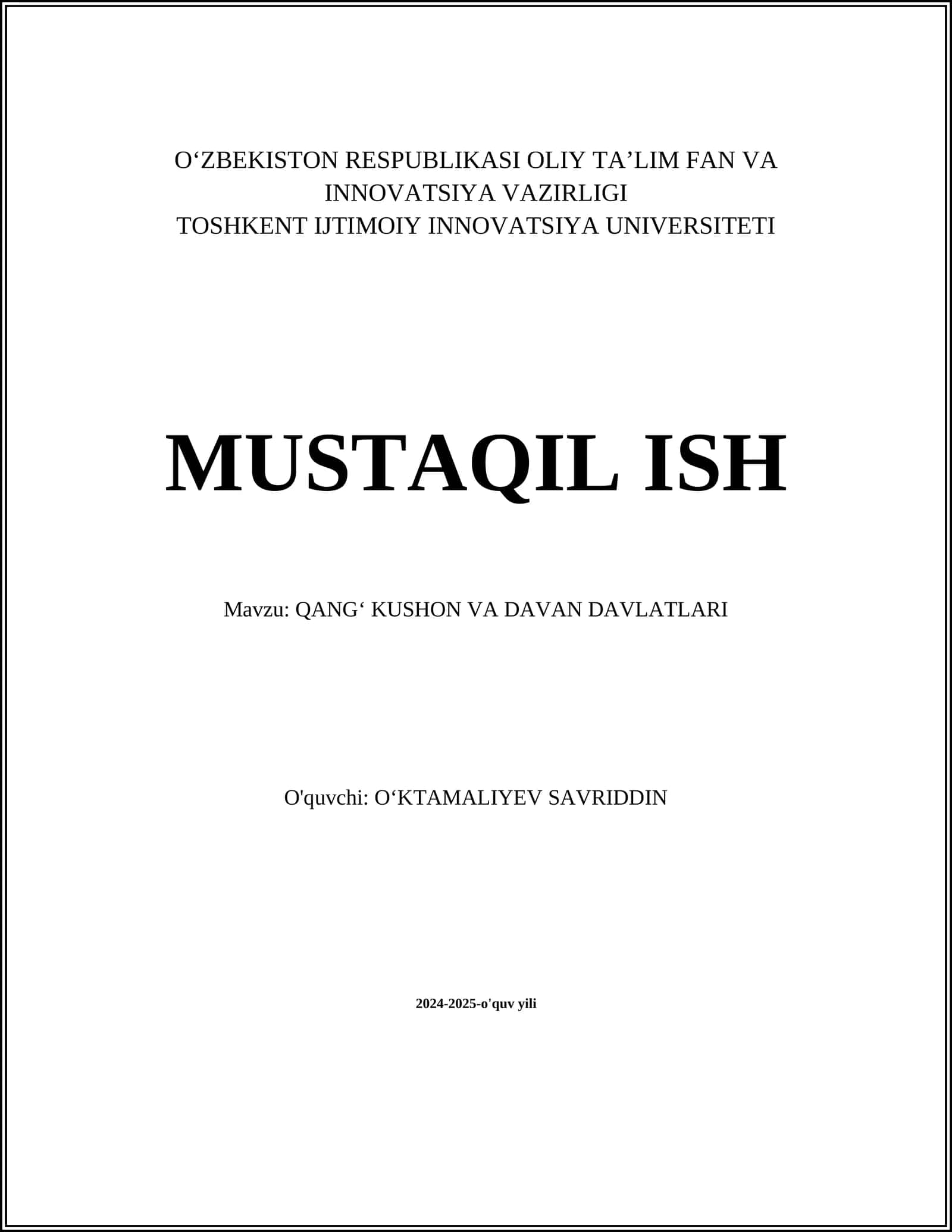 QANGʻ KUSHON VA DAVAN DAVLATLARI 1