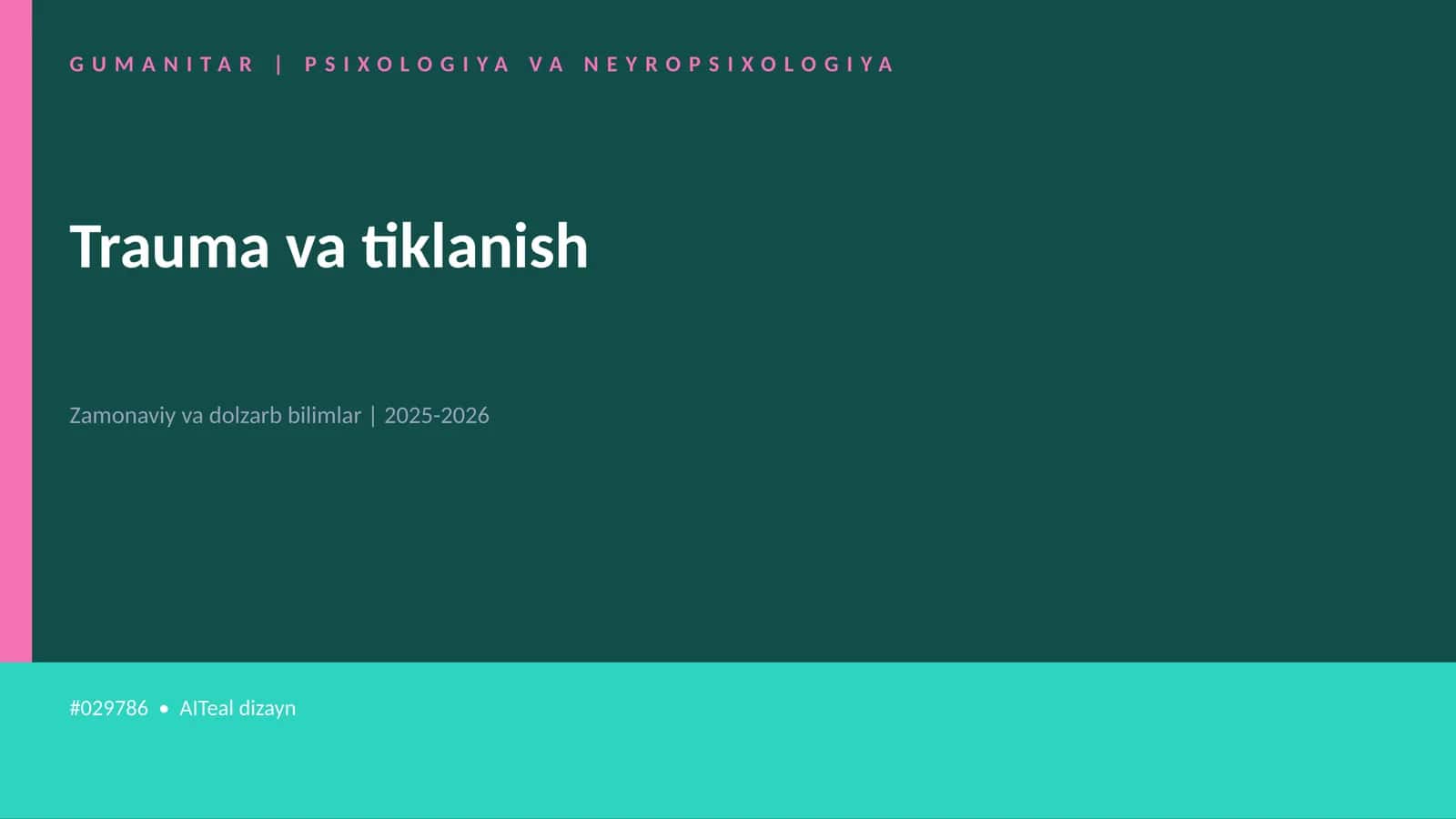 Trauma va tiklanish 1