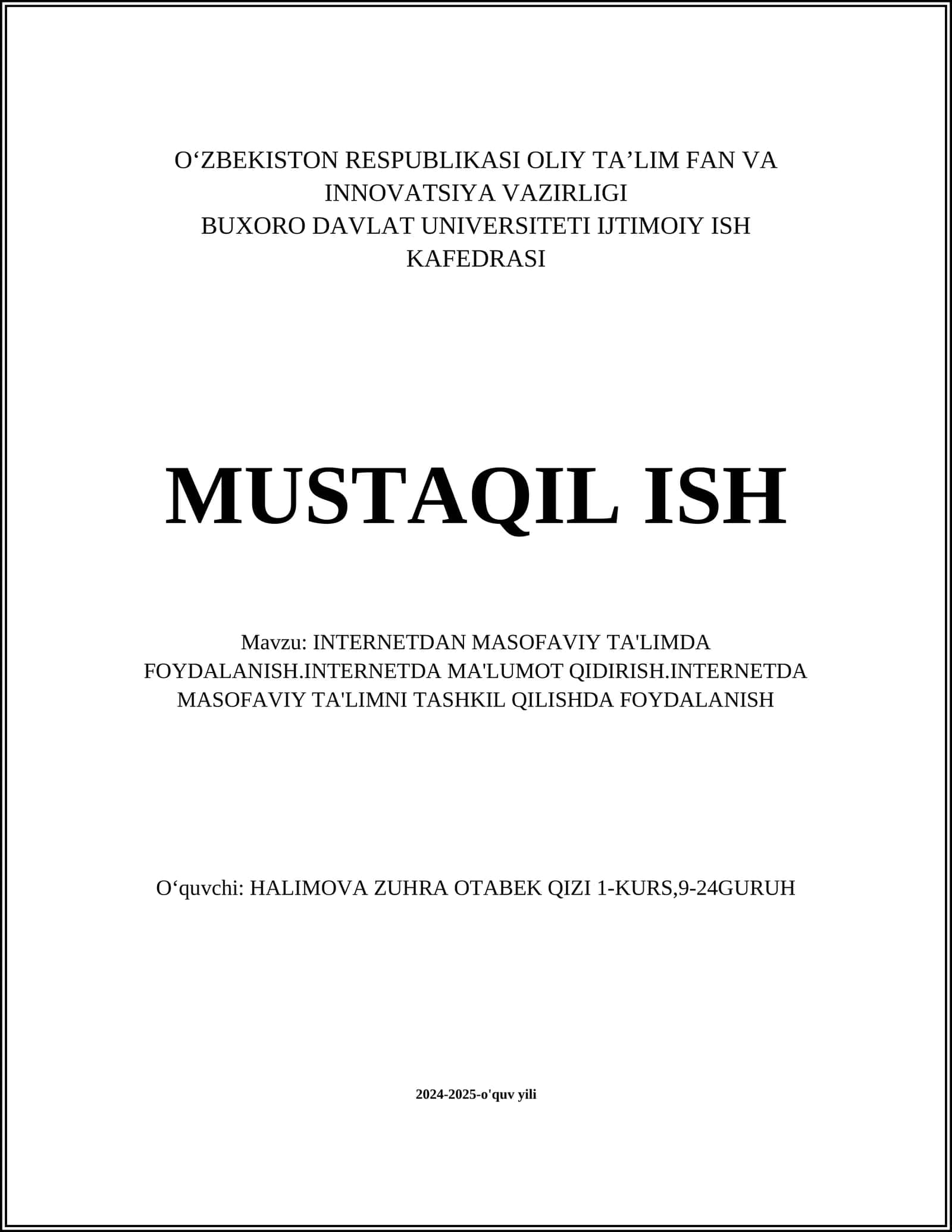 INTERNETDAN MASOFAVIY TA'LIMDA FOYDALANISH.INTERNETDA MA'LUMOT QIDIRISH.INTERNETDA MASOFAVIY TA'LIMNI TASHKIL QILISHDA FOYDALANISH 1