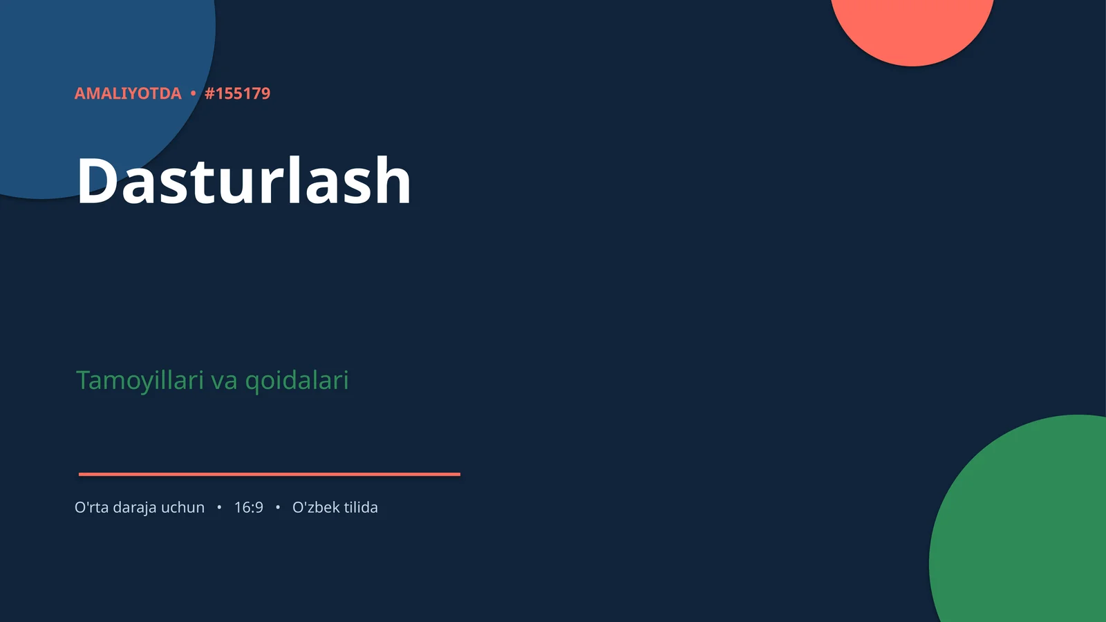 Dasturlash Tamoyillari va Qoidalari 1