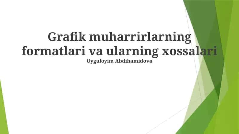 Grafik muharrirlarning formatlari va ularning xossalari 1
