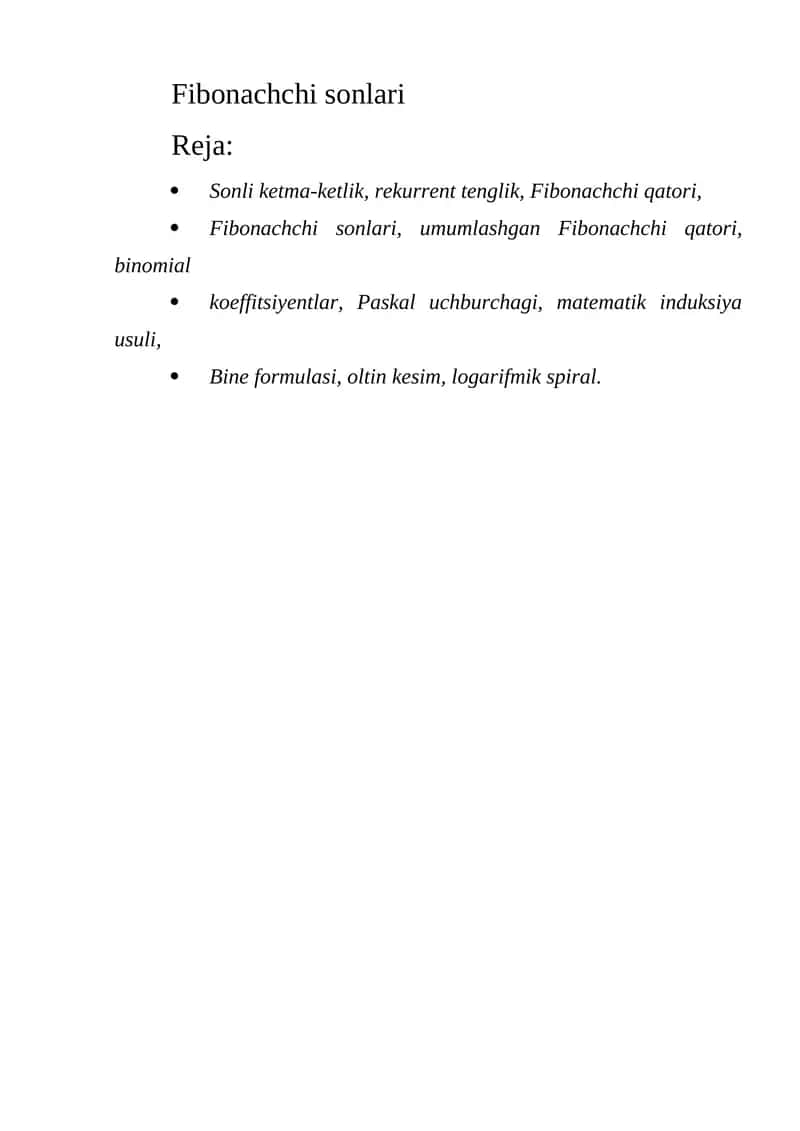 Fibonachchi sonlari 1