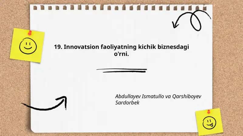 Innovatsion faoliyatning kichik biznesdagi o'rni 1