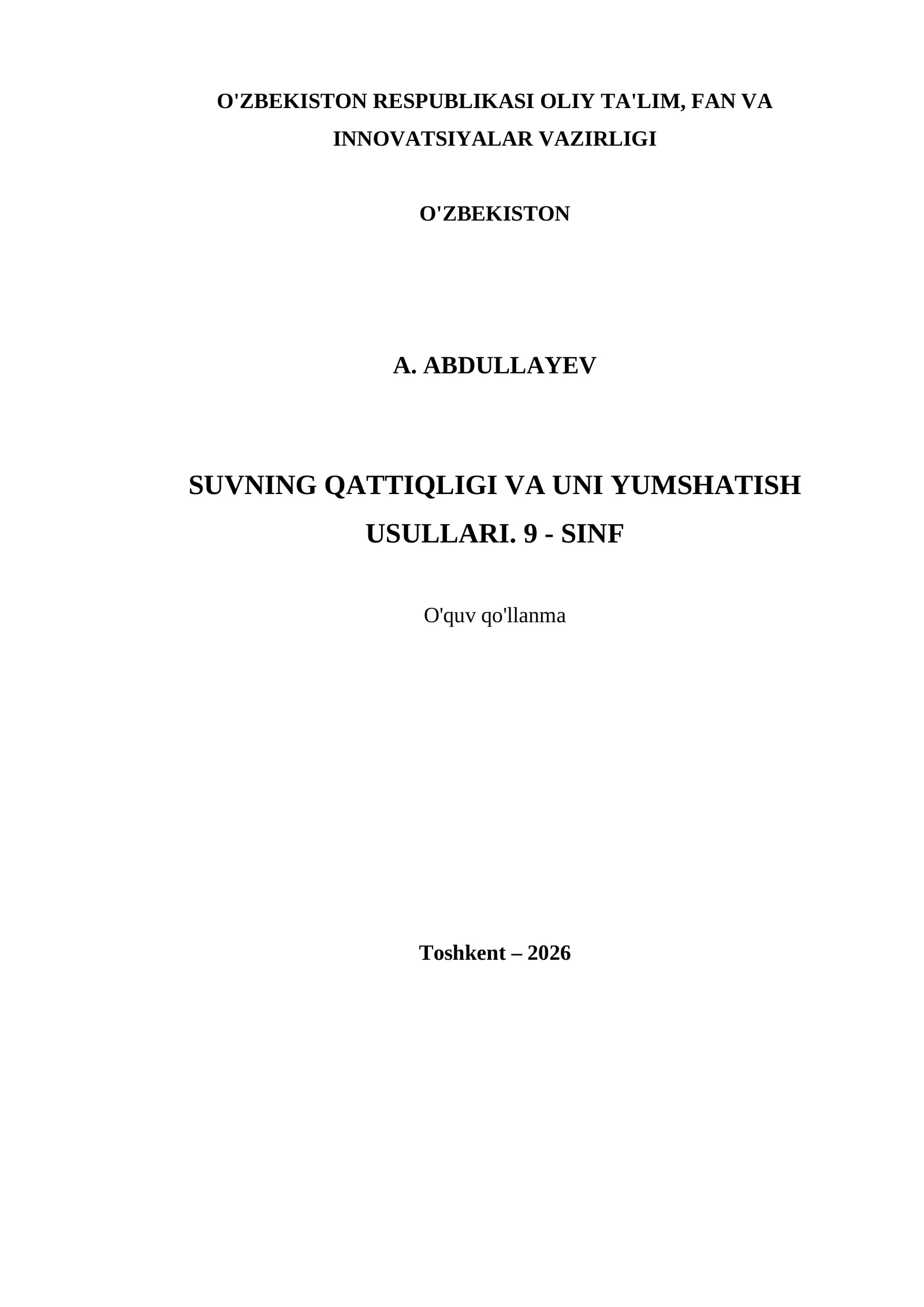 SUVNING QATTIQLIGI VA UNI YUMSHATISH USULLARI. 9 - SINF 1