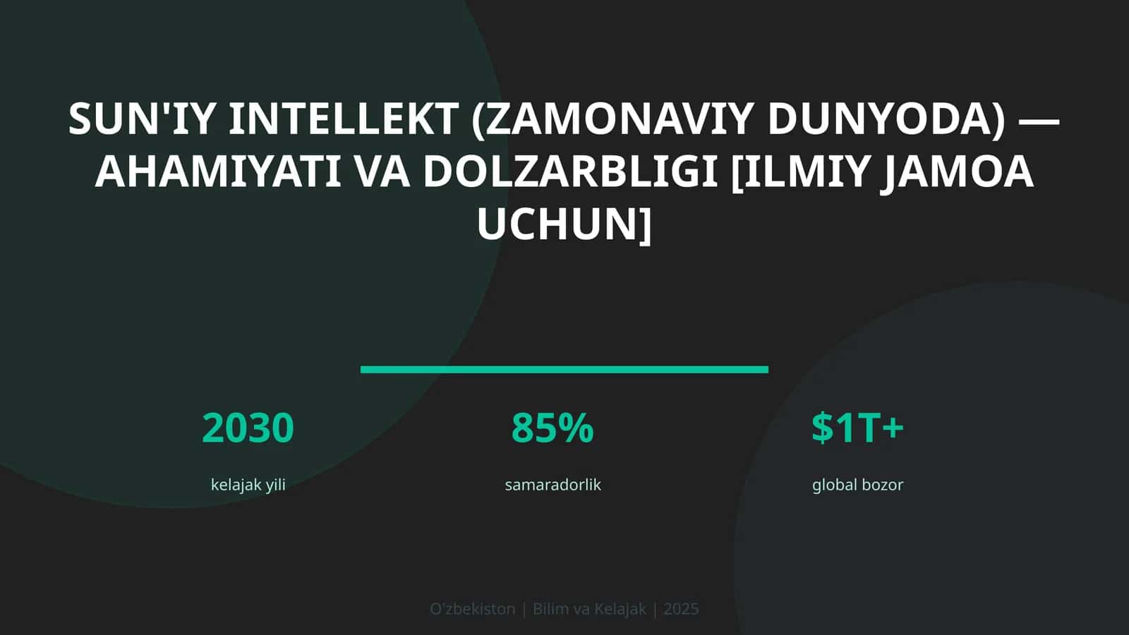 Sun'iy Intellekt (Zamonaviy Dunyoda) — Ahamiyati va Dolzarbligi [Ilmiy Jamoa Uchun] 1