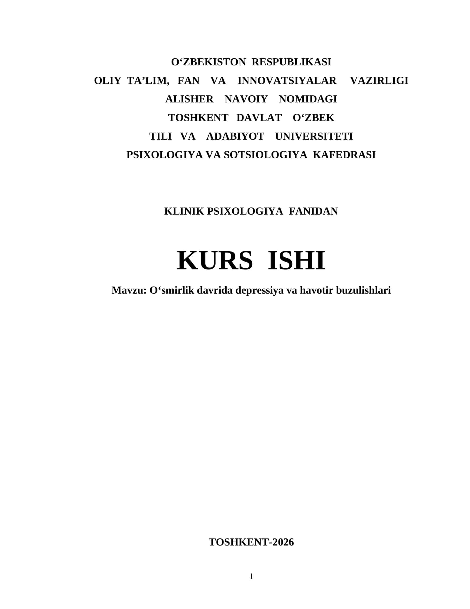 Oʻsmirlik davrida depressiya va havotir buzulishlari 1