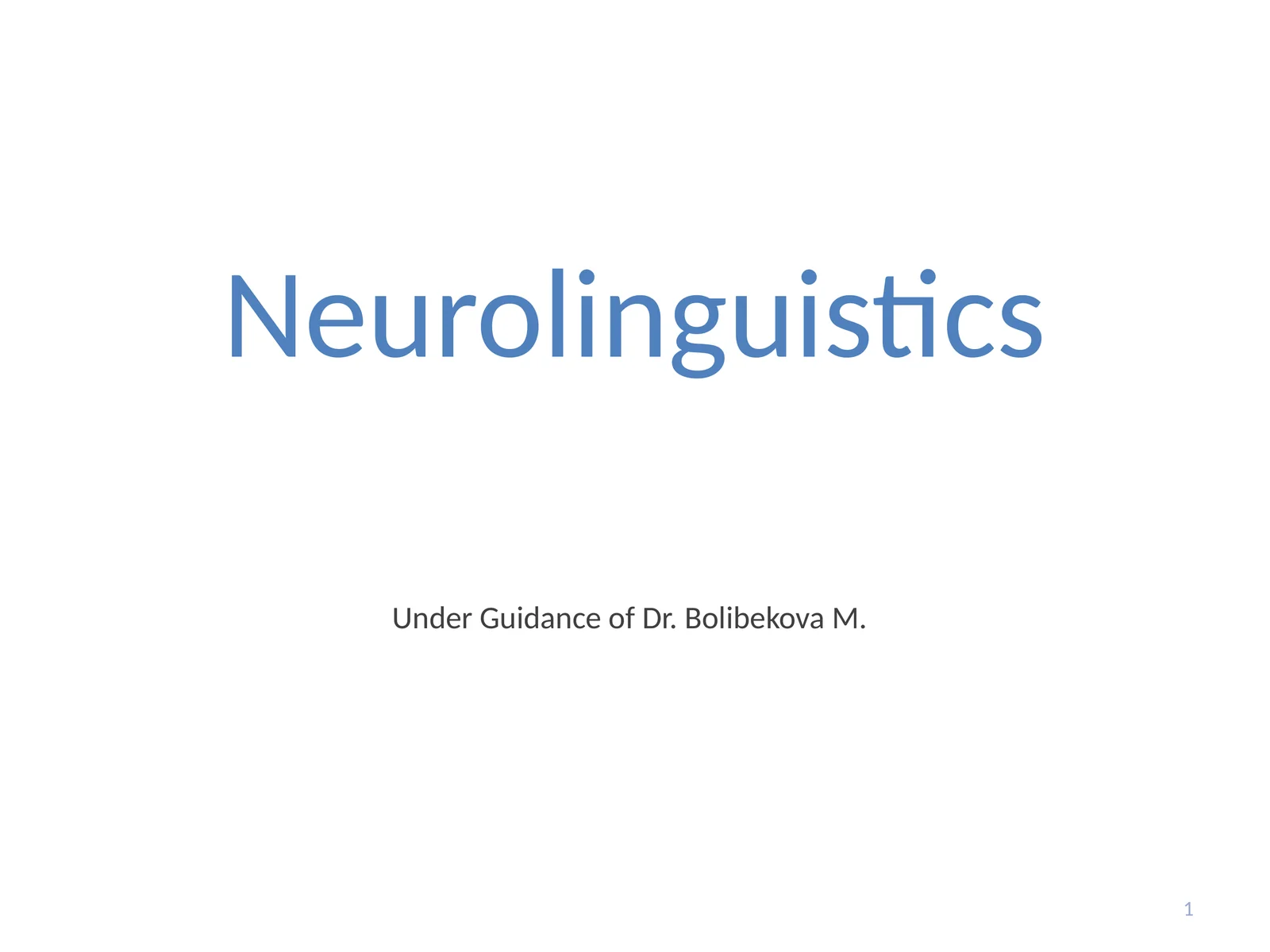 Neurolinguistics 1