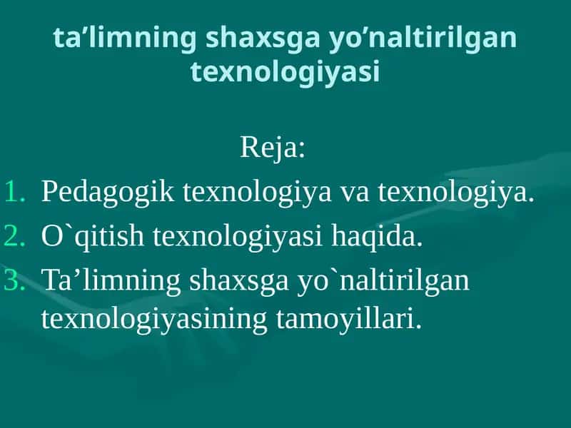 Pedagogik texnologiya va texnologiya 1