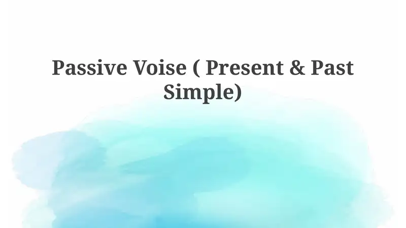 PassiveVoise( Present & Past Simple) 1
