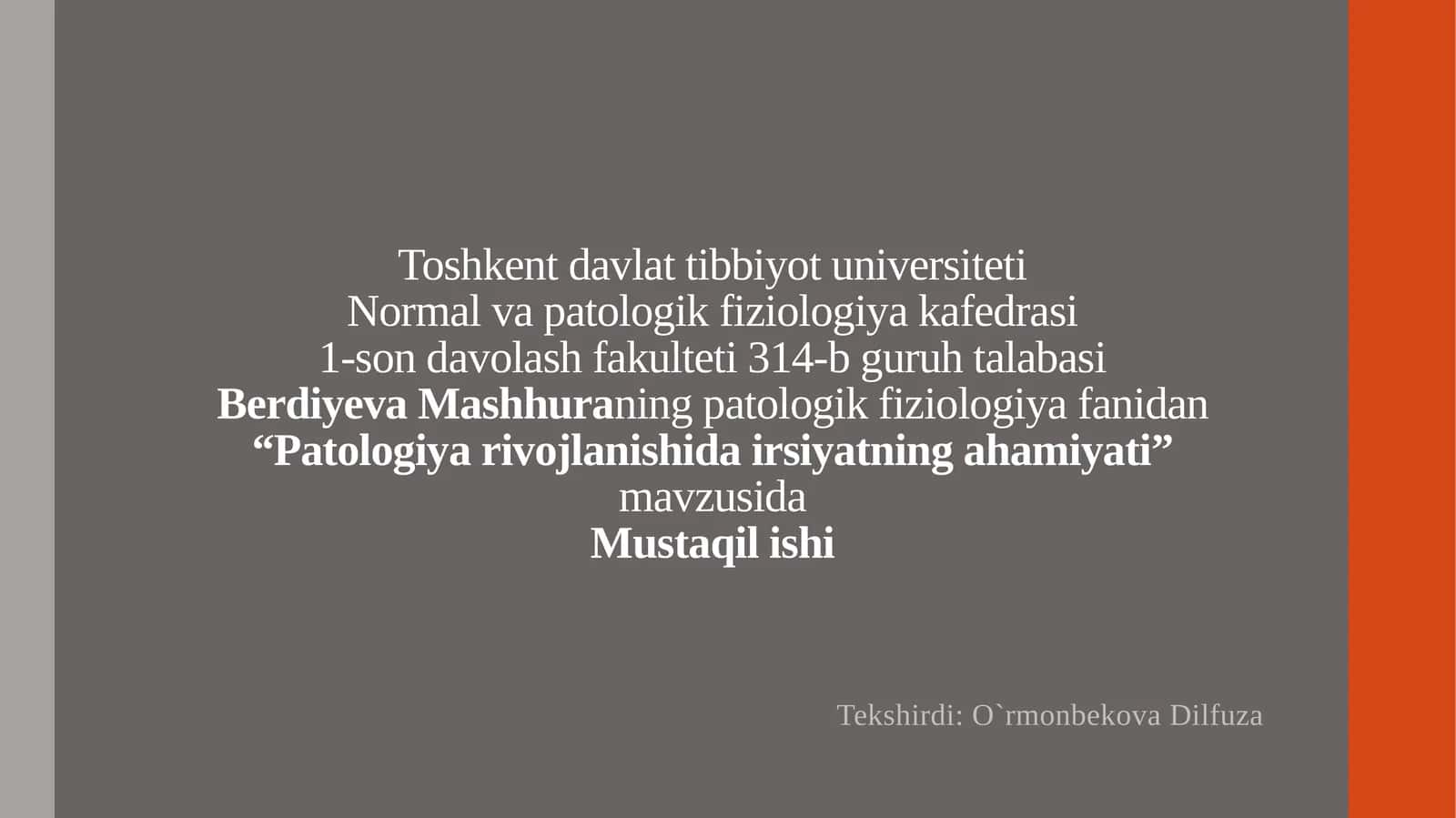 Patologiya rivojlanishi dar siyatning ahamiyati 1