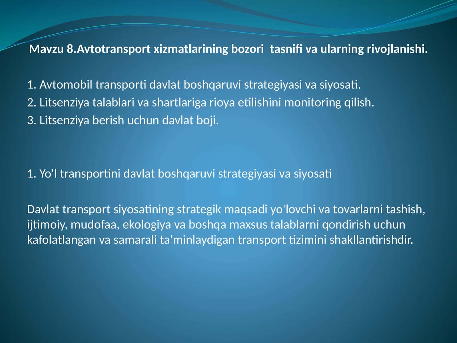 Avtotransport xizmatlarining bozoritasnifi va ularning rivojlanishi 1