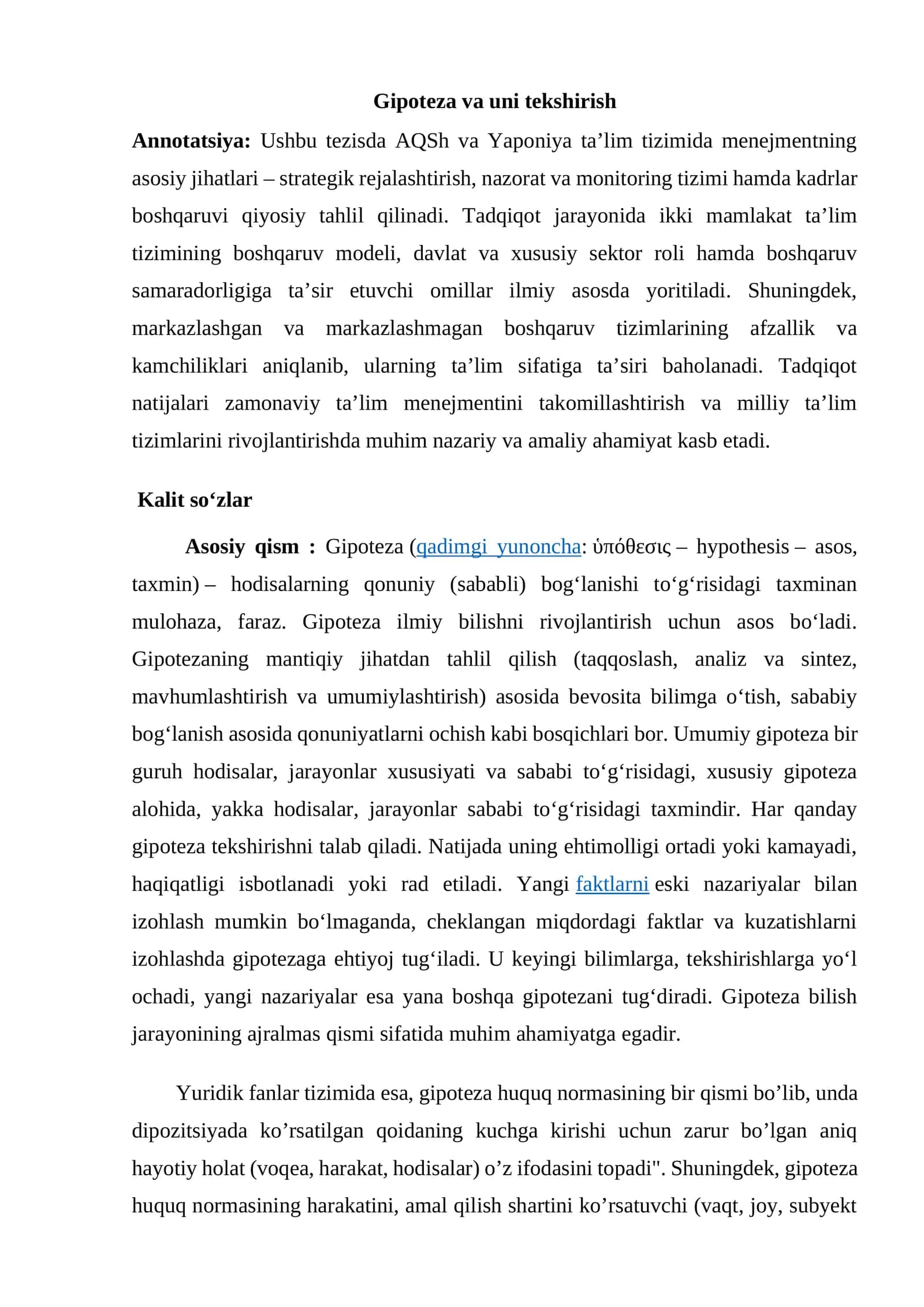 Gipoteza va uni tekshirish 1