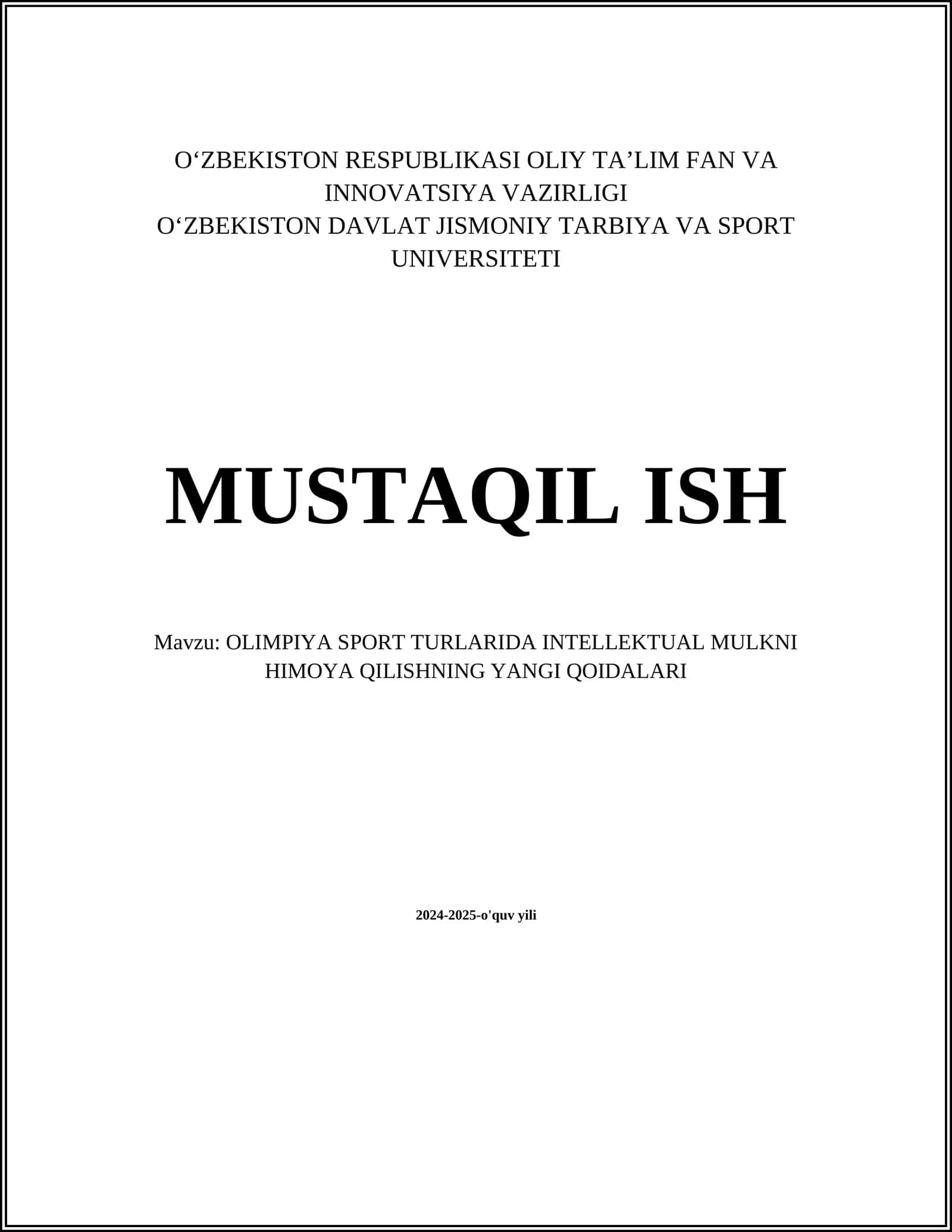 OLIMPIYA SPORT TURLARIDA INTELLEKTUAL MULKNI HIMOYA QILISHNING YANGI QOIDALARI 1