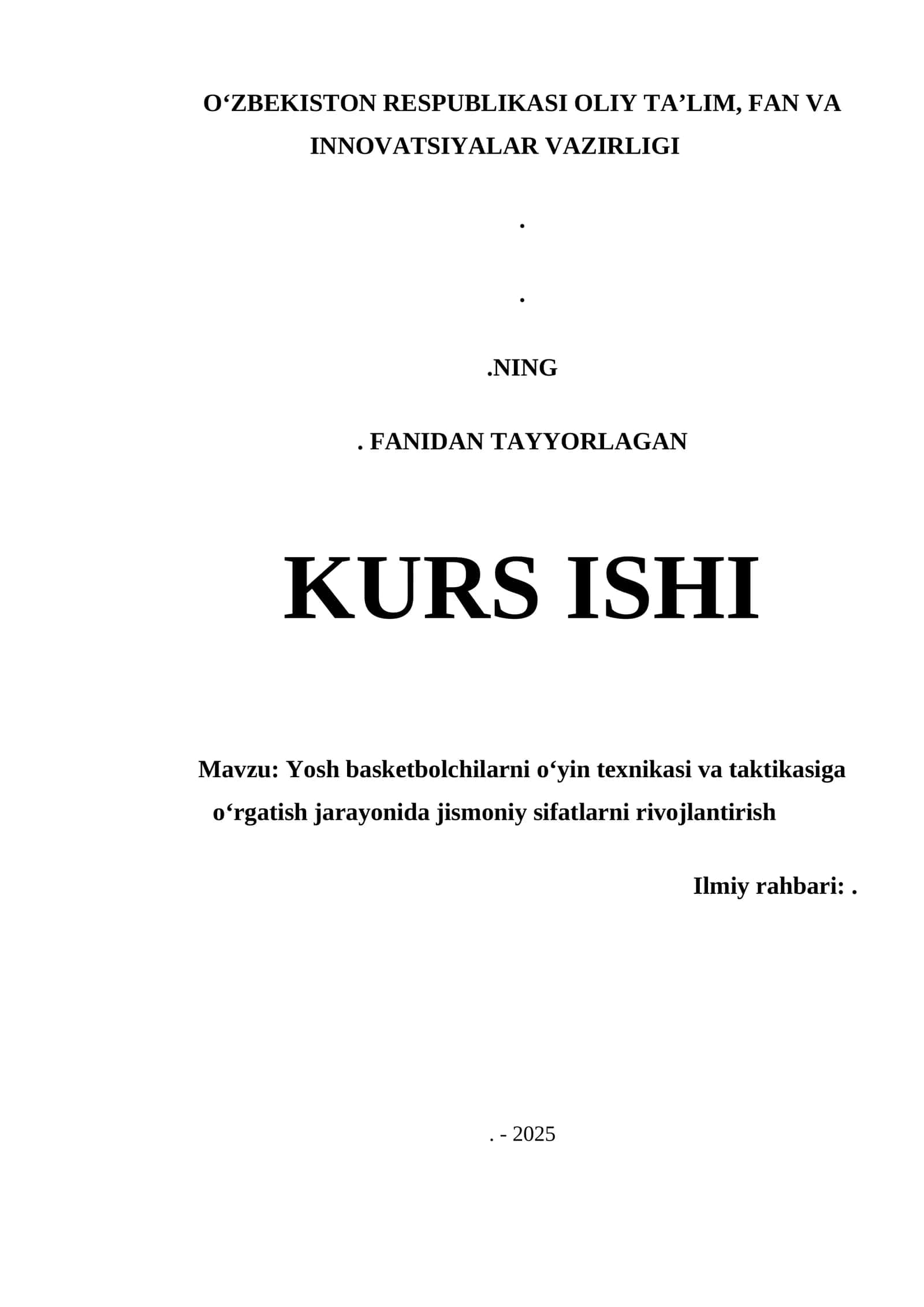Yosh basketbolchilarni oʻyin texnikasi va taktikasiga oʻrgatish jarayonida jismoniy sifatlarni rivojlantirish 1