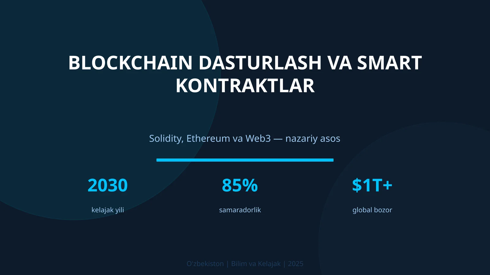 Blockchain Dasturlash va Smart Kontraktlar 1
