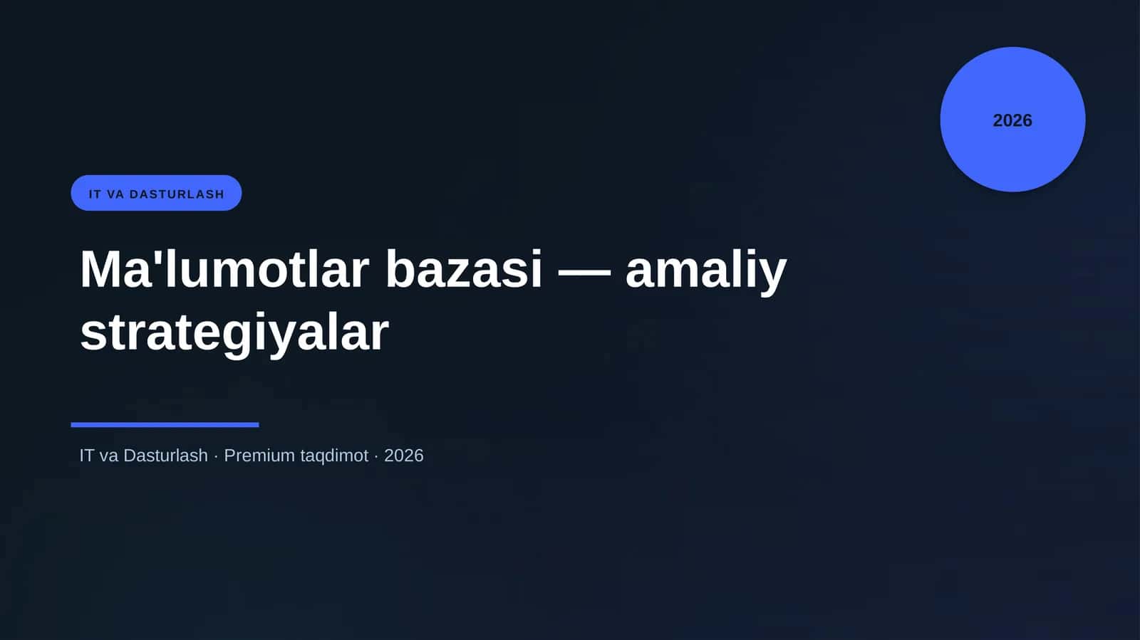 Ma'lumotlar bazasi — amaliy strategiyalar 1