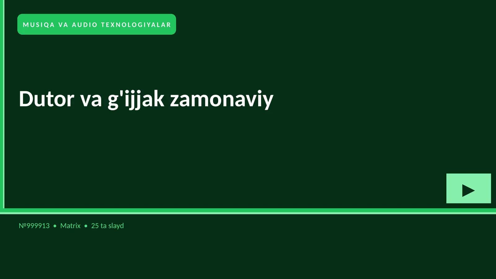 MUSIQA VA AUDIO TEXNOLOGIYALAR 1