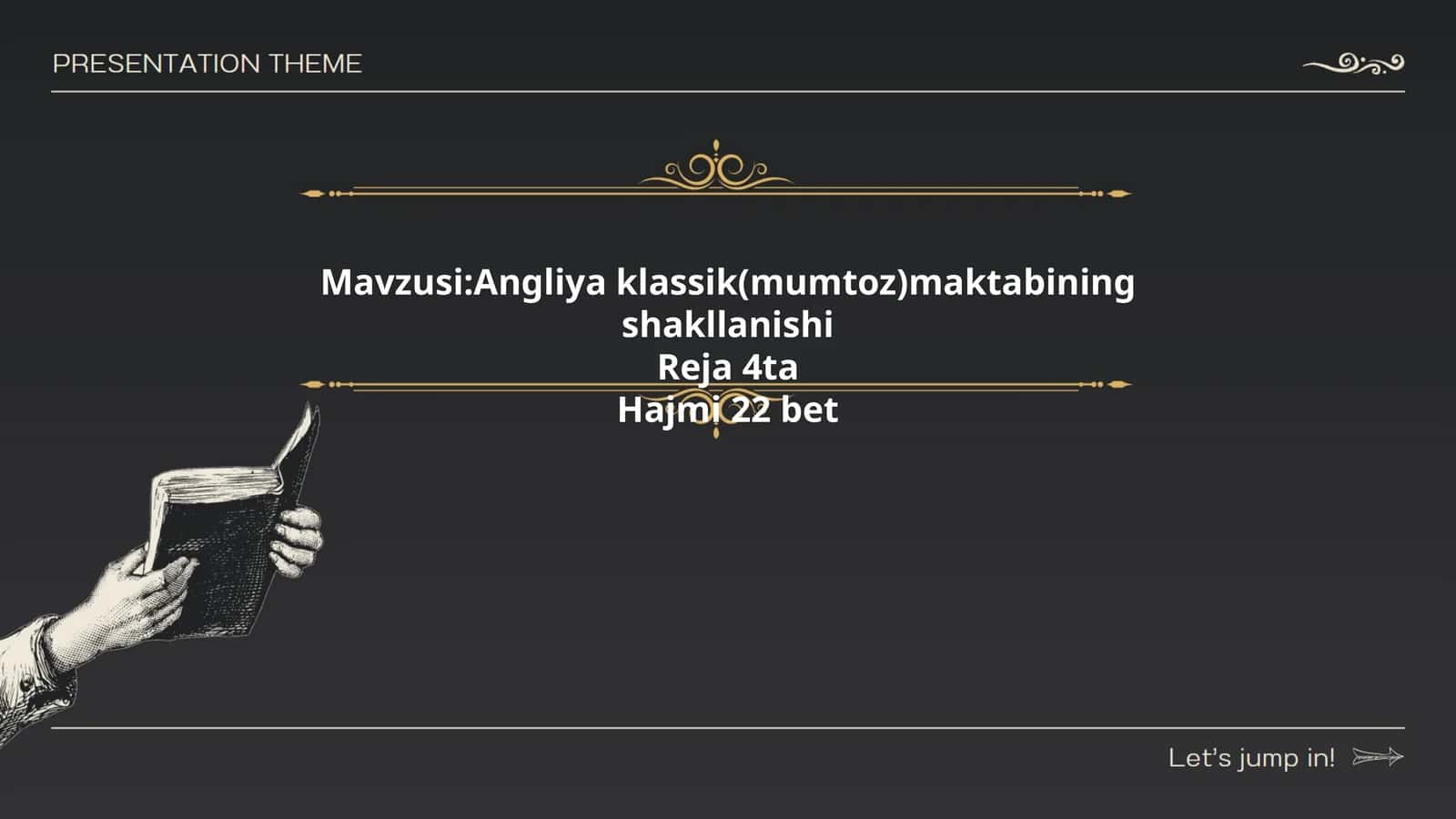 Angliya klassik(mumtoz)maktabining shakllanishi 1