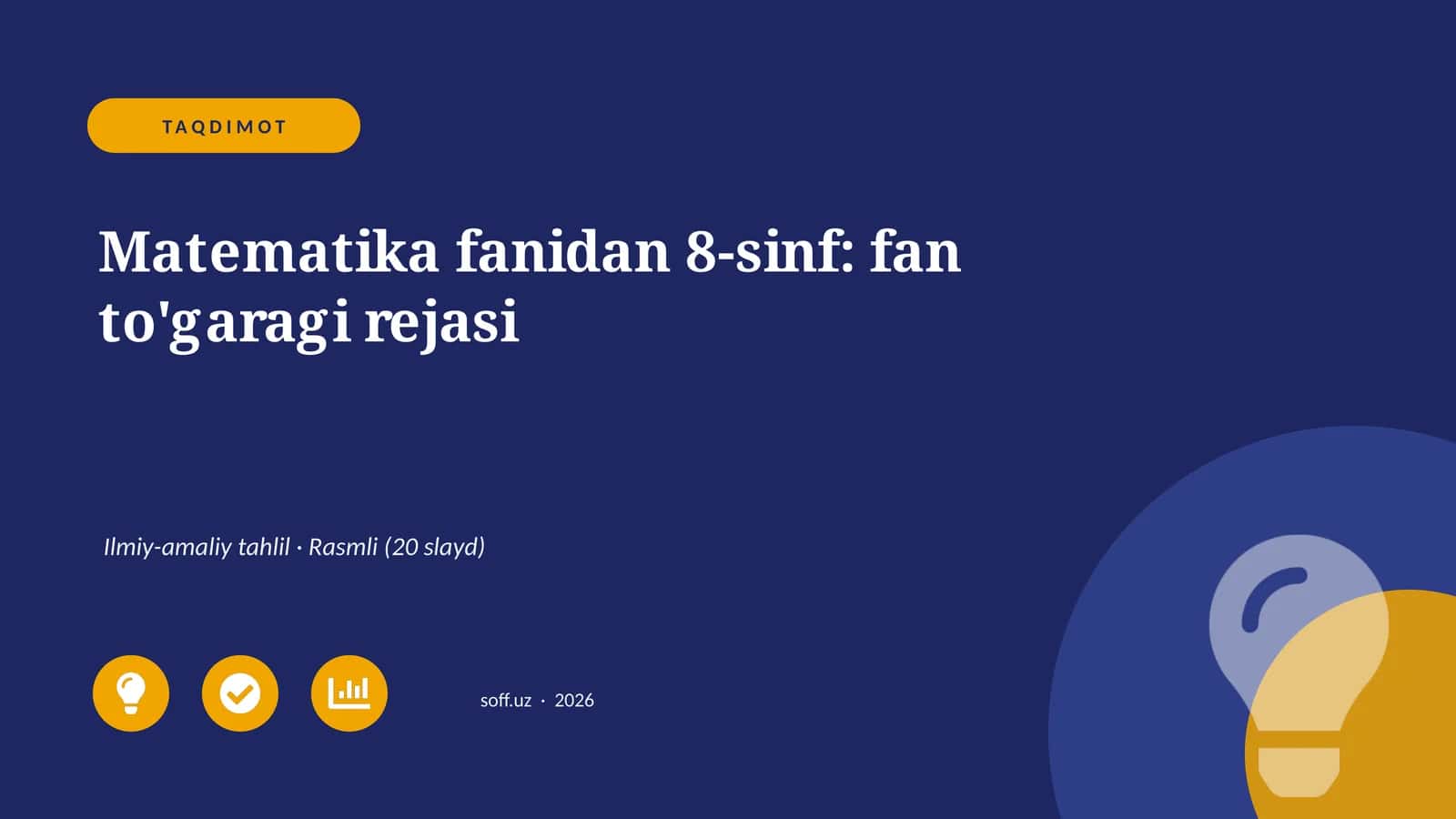 Matematika fanidan 8-sinf: fan to'garagi rejasi 1