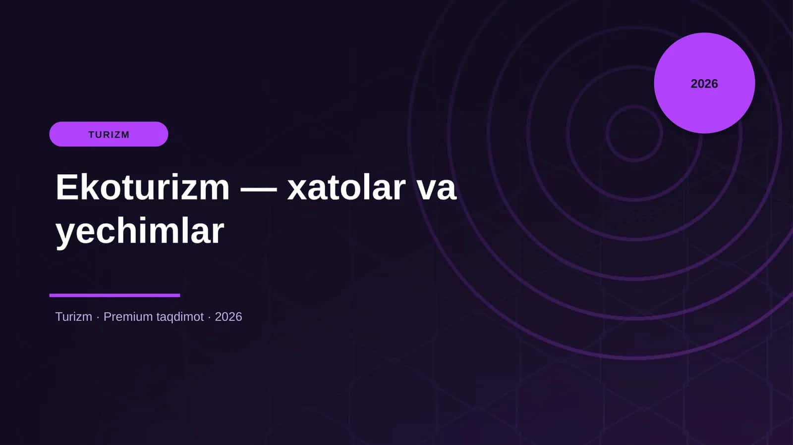 Ekoturizm — xatolar va yechimlar 1