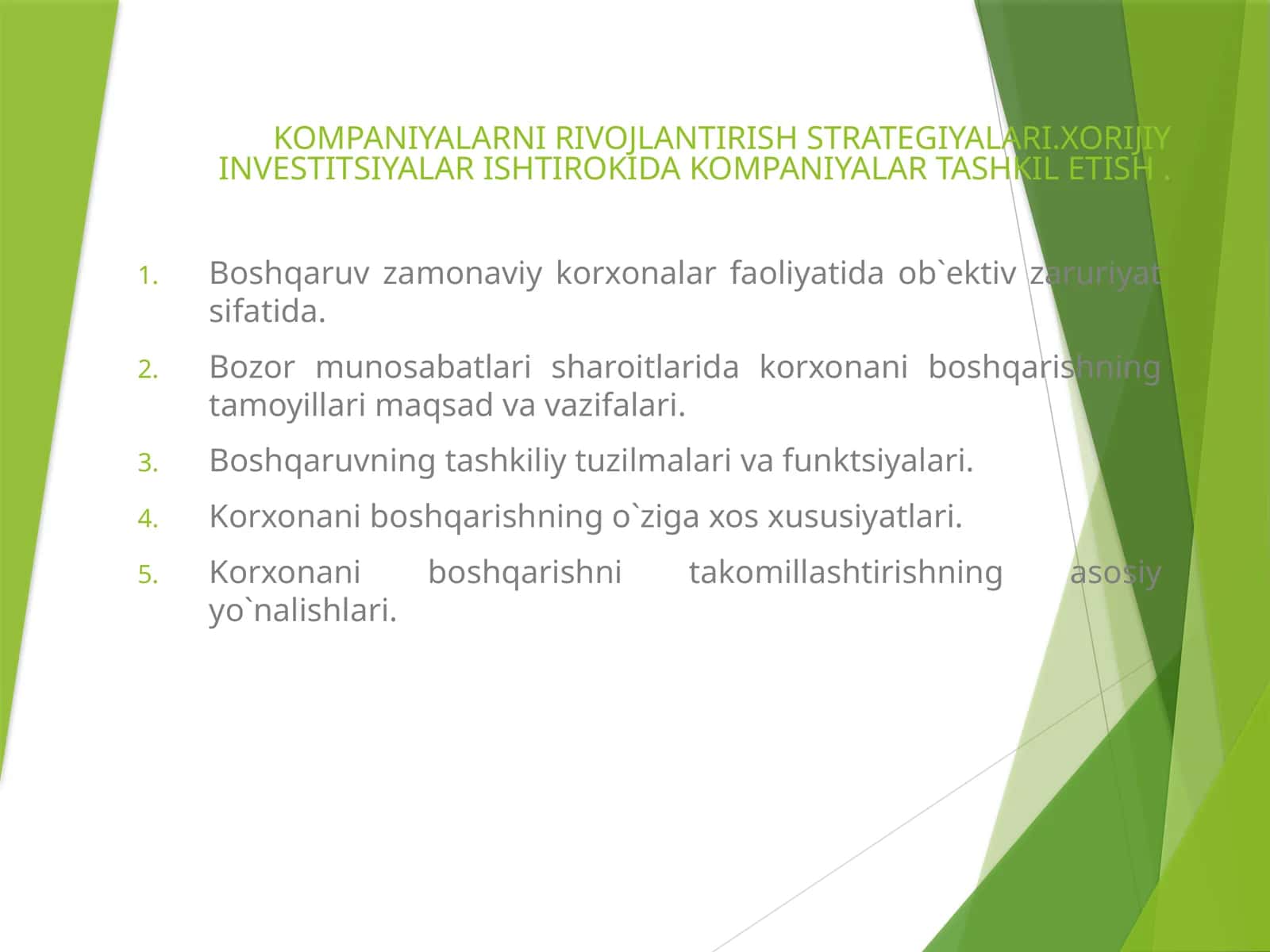 Korxonalar Boshqarishning Tamoyillari 1