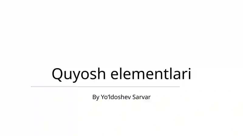 Quyosh elementlari