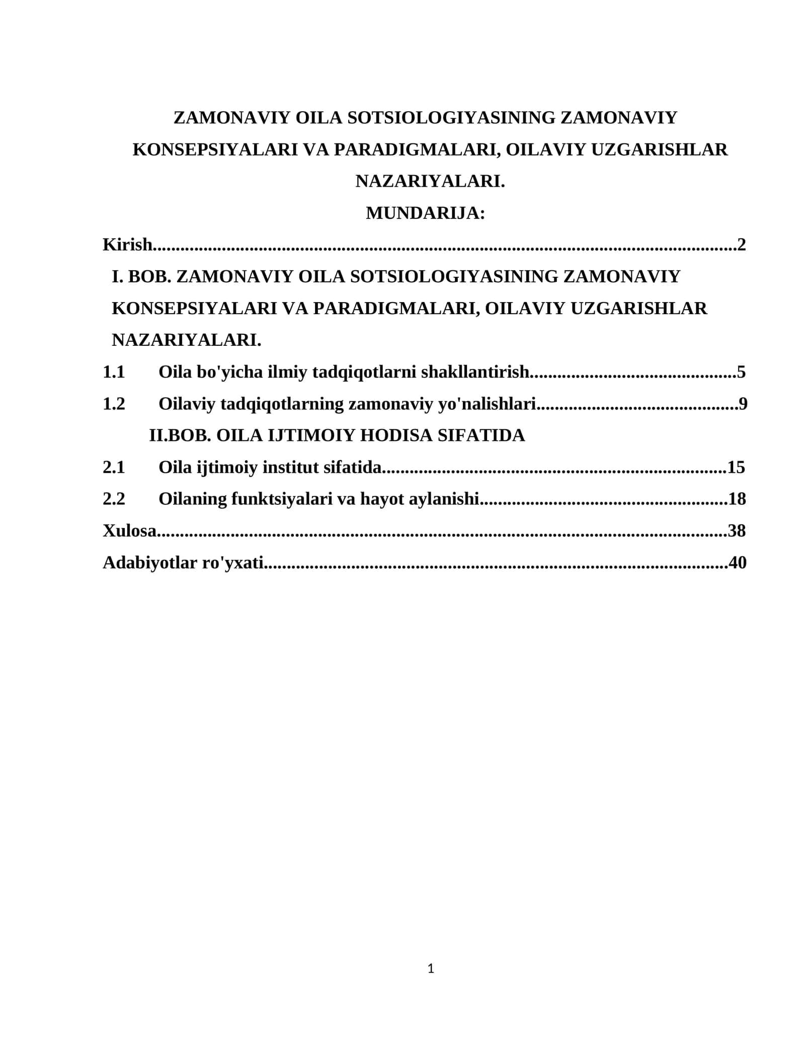 ZAMONAVIY OILA SOTSIOLOGIYASINING ZAMONAVIY KONSEPSIYALARI VA PARADIGMALARI 1