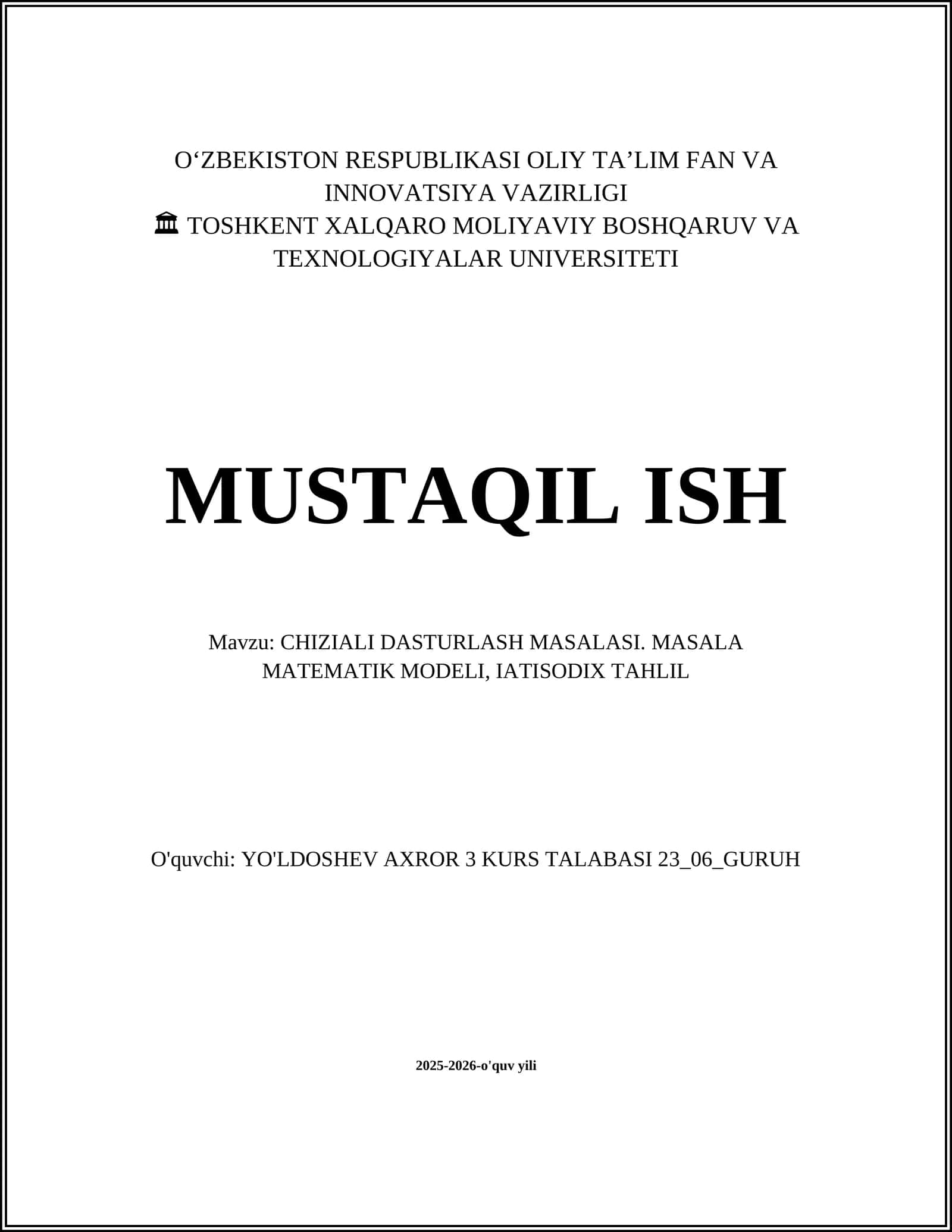 CHIZIALI DASTURLASH MASALASI 1