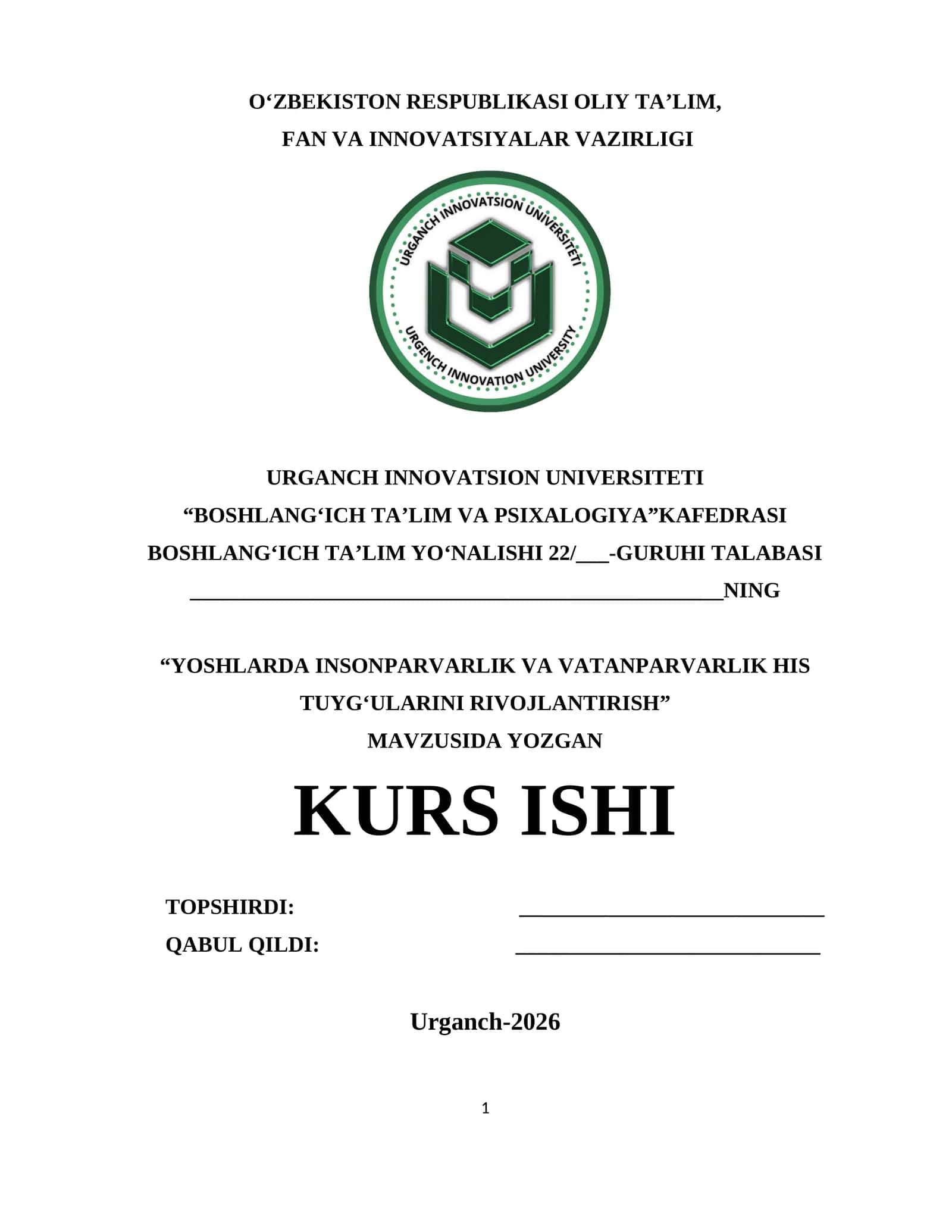 YOSHLARDA INSONPARVARLIK VA VATANPARVARLIK HIS TUYG‘ULARINI RIVOJLANTIRISH 1