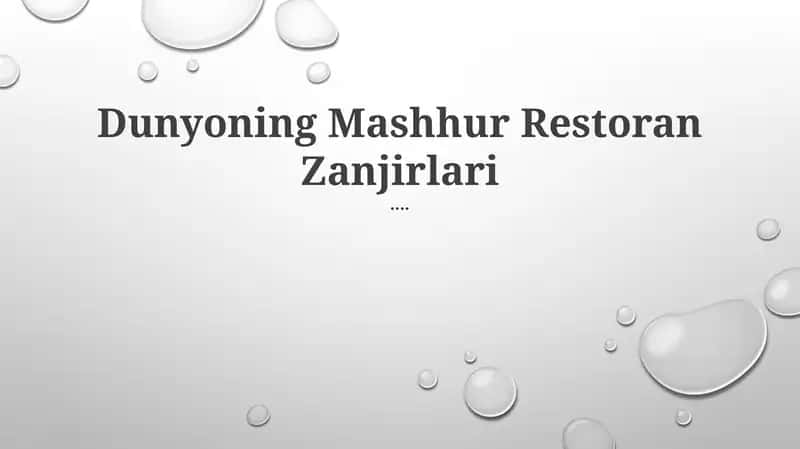 Restoran zanjirlari 1