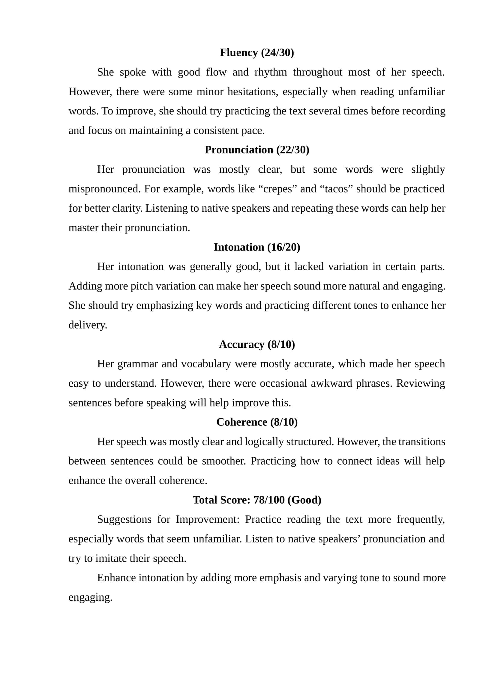Fluency Assessment 1