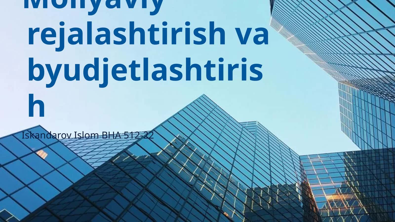 Moliyaviy rejalashtirish va byudjetlashtirish 1