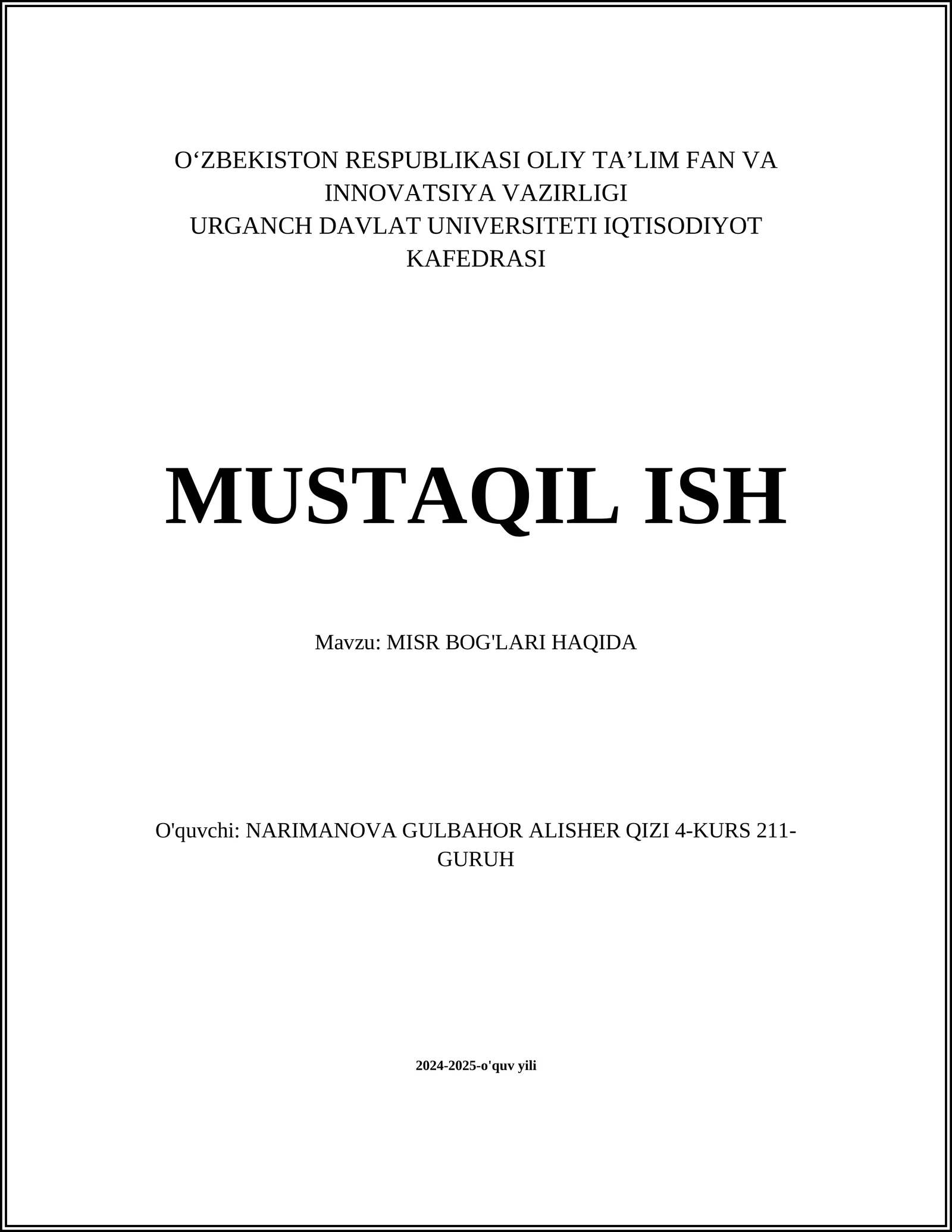 MISR BOG'LARI HAQIDA 1