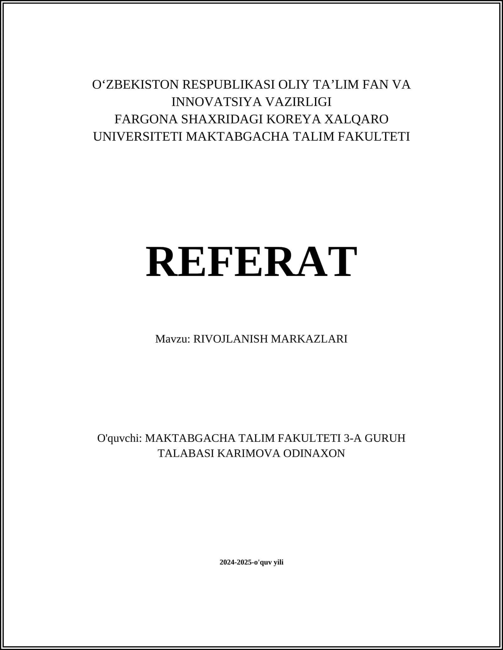 Rivojlanish strategiyalari 1