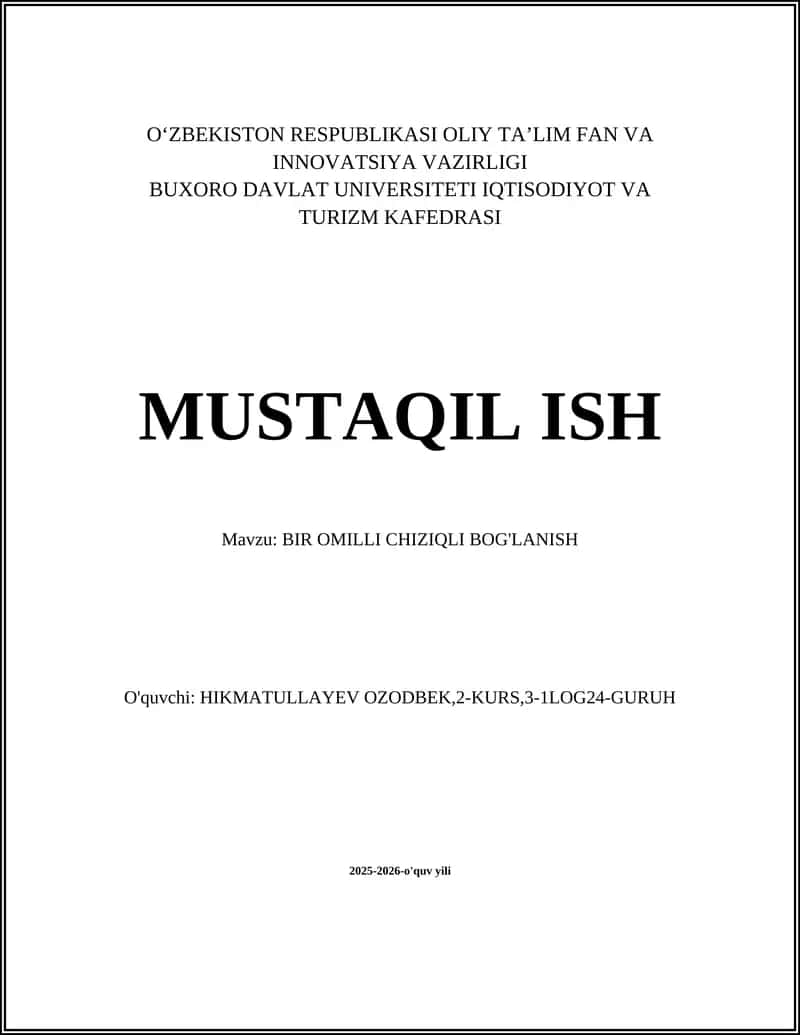 BIR OMILLI CHIZIQLI BOG'LANISH 1