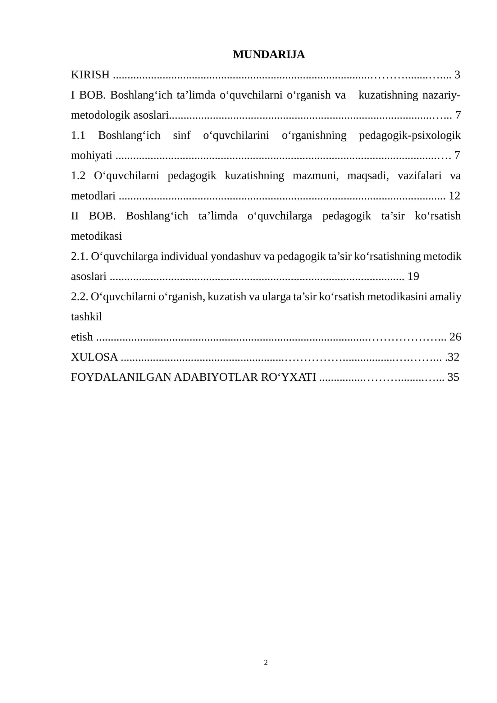 MUNDARIJA 1
