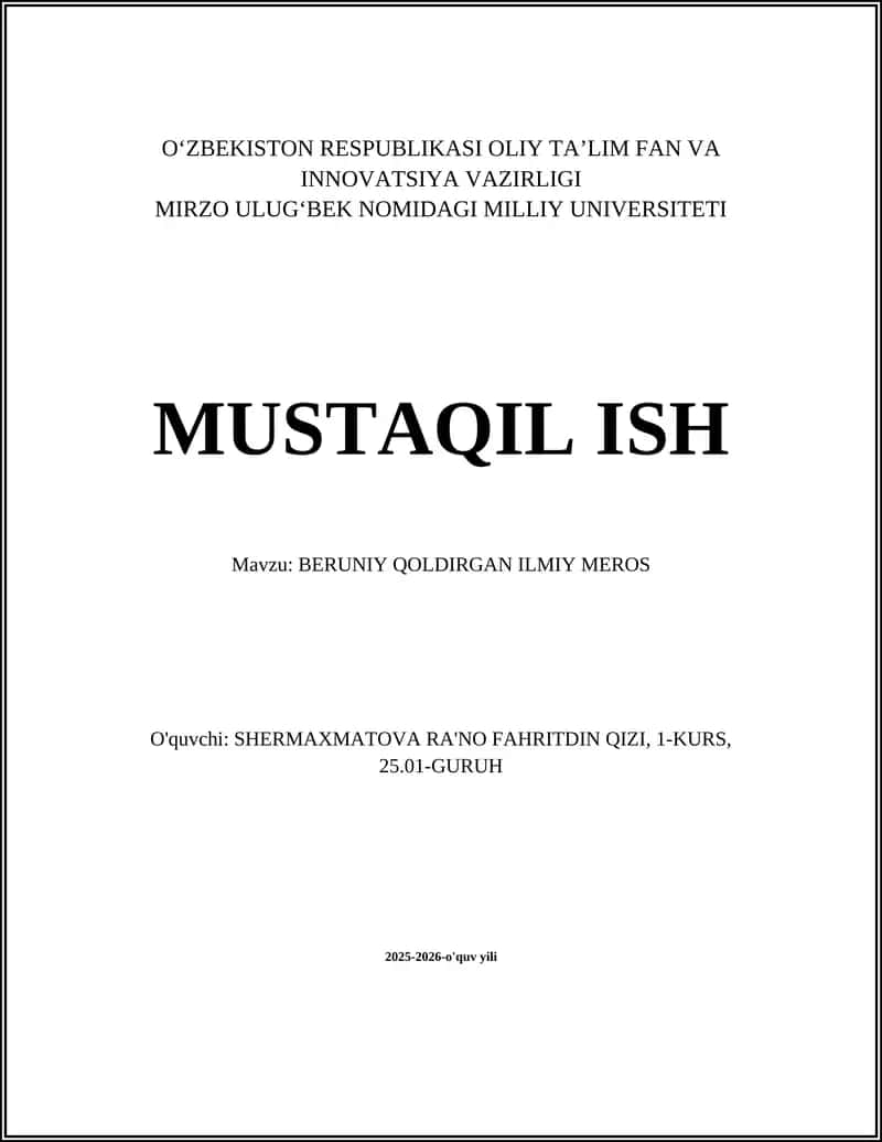 Beruniy Qoldirgan Ilmiy Meros 1