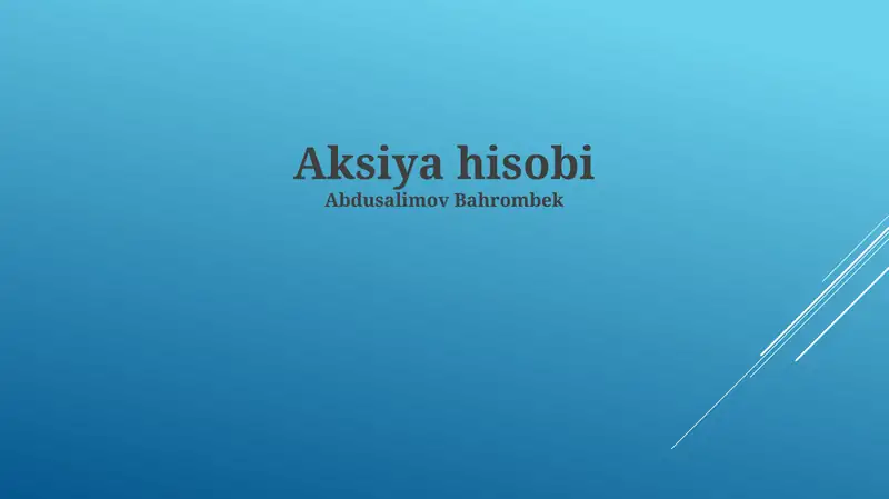 Aksiya hisobi 1