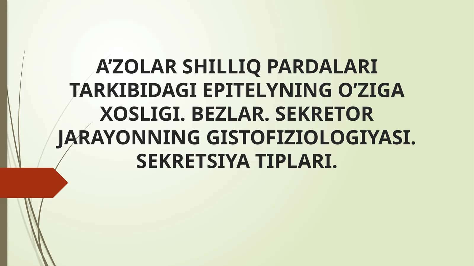A’ZOLAR SHILLIQ PARDALARI TARKIBIDAGI EPITELYNING O’ZIGA XOSLIGI 1