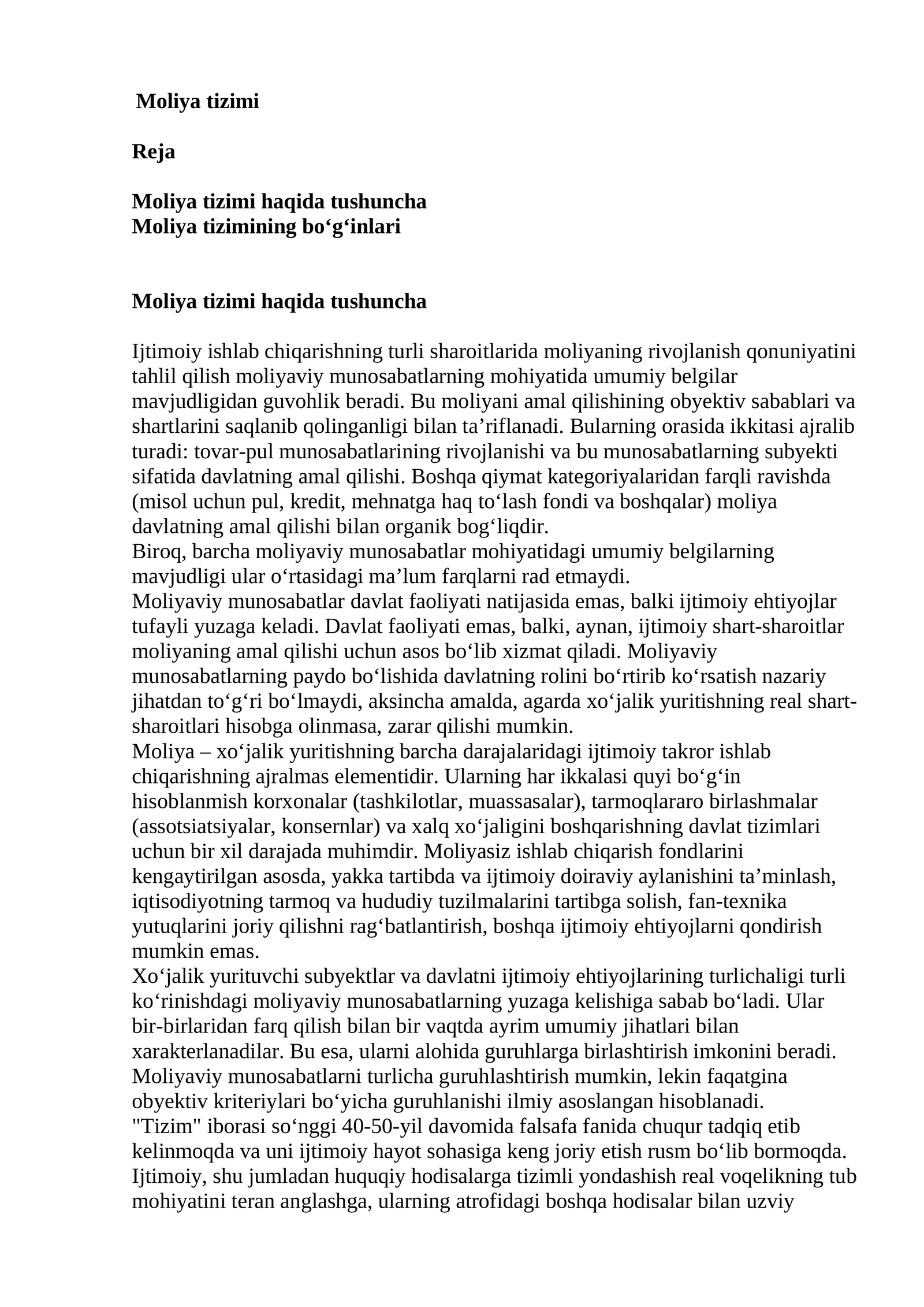 Moliya tizimi 1