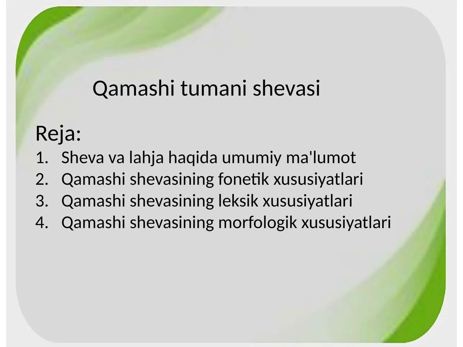 Qamashi tumani shevasi 1
