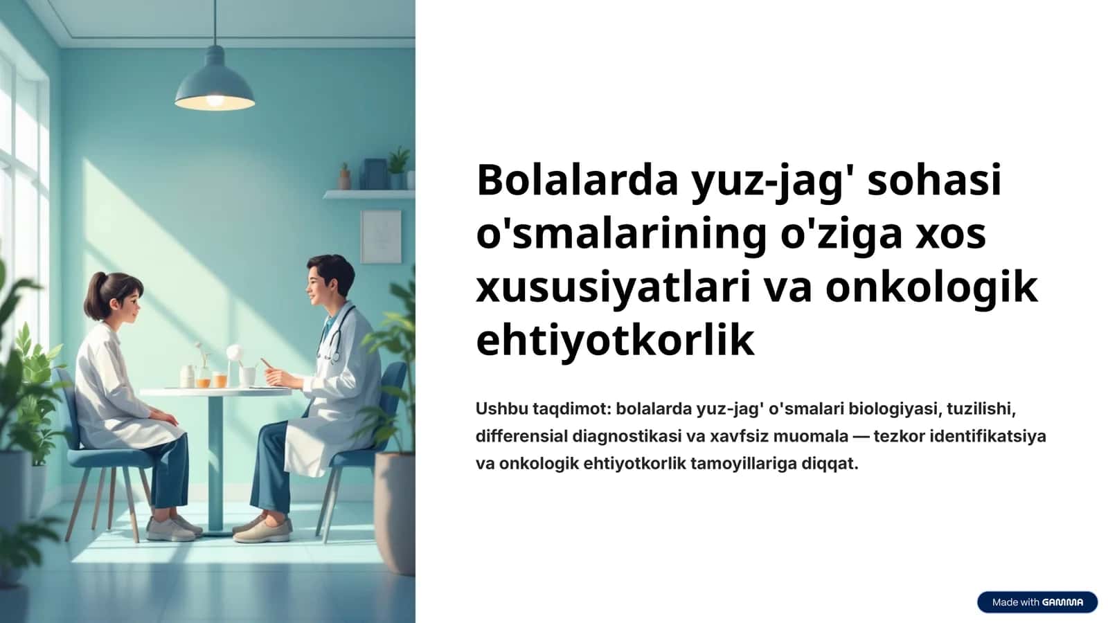 Bolalarda yuz-jag' sohasi o'smalarining o'ziga xos xususiyatlari va onkologik ehtiyotkorlik 1